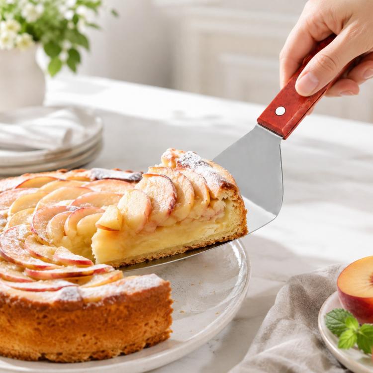 Spatola da cucina LsCook in acciaio inossidabile con manico in legno, Small Frying Spatula, Small Slotted Spatula, Small Griddle Scraper, Small Triangular Spatula, Large Griddle Scraper, Large Triangular Spatula, Angled Griddle Spatula                 ...