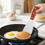 Spatola da cucina LsCook in acciaio inossidabile con manico in legno, Small Frying Spatula, Small Slotted Spatula, Small Griddle Scraper, Small Triangular Spatula, Large Griddle Scraper, Large Triangular Spatula, Angled Griddle Spatula                 ...