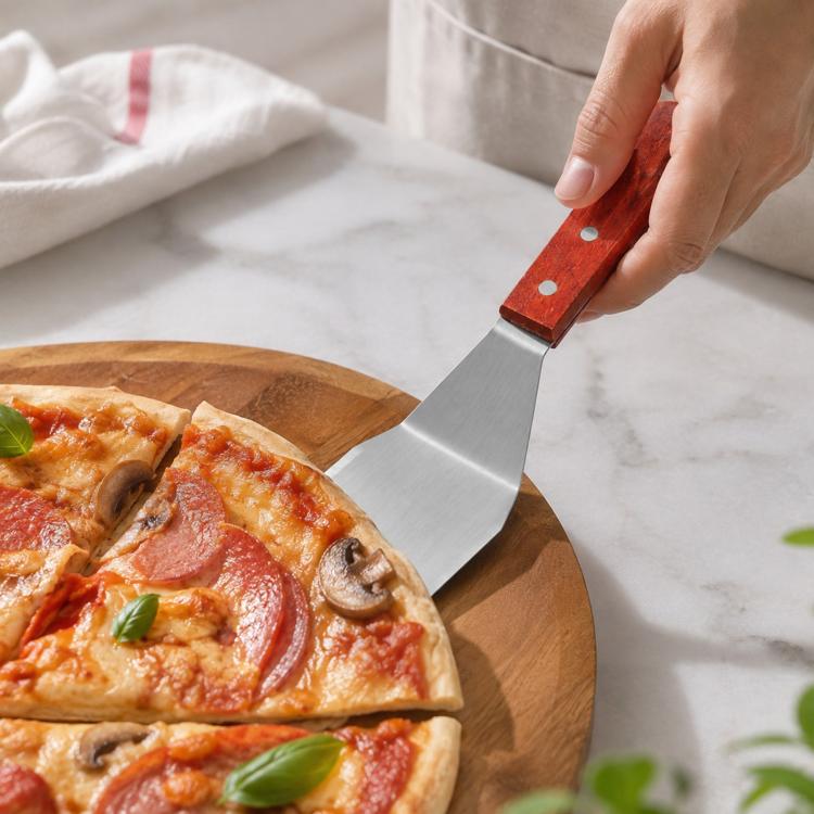Spatola da cucina LsCook in acciaio inossidabile con manico in legno, Small Frying Spatula, Small Slotted Spatula, Small Griddle Scraper, Small Triangular Spatula, Large Griddle Scraper, Large Triangular Spatula, Angled Griddle Spatula                 ...