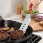 Spatola da cucina LsCook in acciaio inossidabile con manico in legno, Small Frying Spatula, Small Slotted Spatula, Small Griddle Scraper, Small Triangular Spatula, Large Griddle Scraper, Large Triangular Spatula, Angled Griddle Spatula                 ...