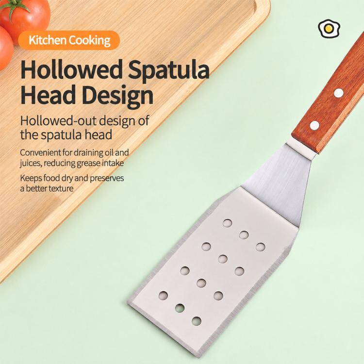 Spatola da cucina LsCook in acciaio inossidabile con manico in legno, Small Frying Spatula, Small Slotted Spatula, Small Griddle Scraper, Small Triangular Spatula, Large Griddle Scraper, Large Triangular Spatula, Angled Griddle Spatula                 ...