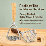 Schiacciapatate LsCook con manico in rovere, utensile da cucina multifunzionale