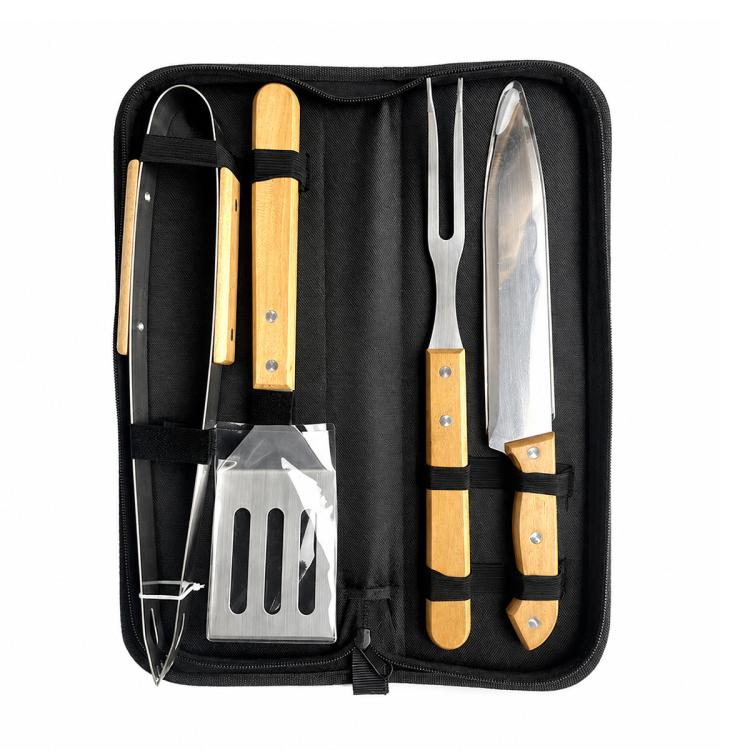 LsCook - Utensili portatili per barbecue in acciaio inossidabile con borsa per il trasporto, 2 PCS/Set, 3 PCS/Set, 4 PCS/Set