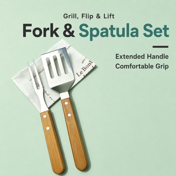 LsCook - Utensili portatili per barbecue in acciaio inossidabile con borsa per il trasporto, 2 PCS/Set, 3 PCS/Set, 4 PCS/Set