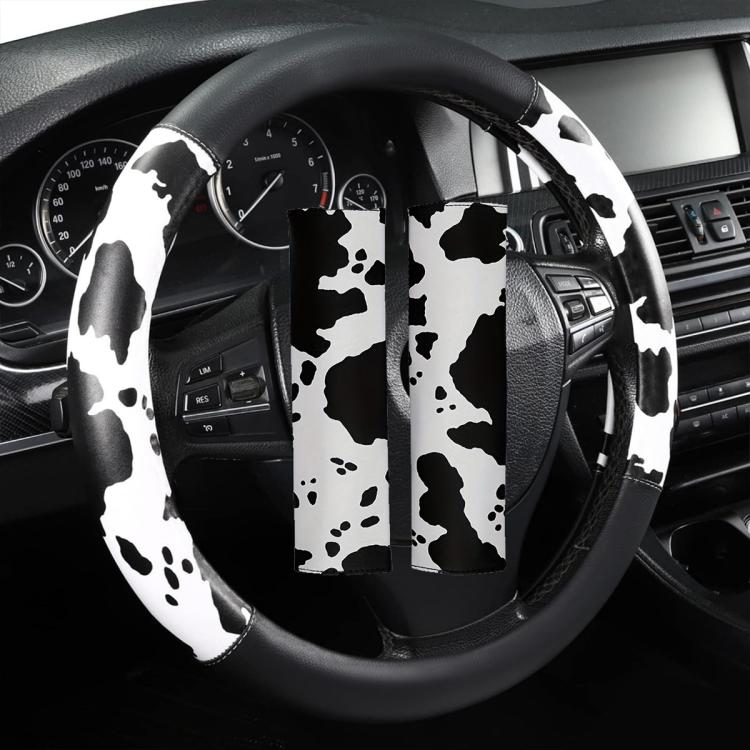 Coprivolante per auto con stampa mucca, diametro: 38 cm, without Shoulder Pads, with Shoulder Pads