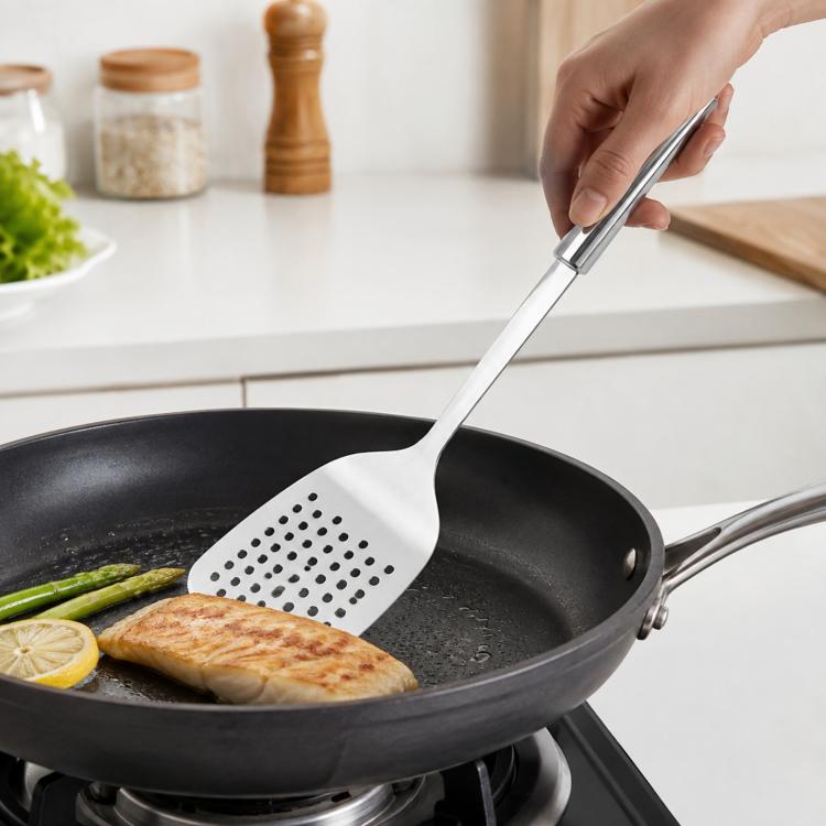 Utensili da cucina LsCook in acciaio inossidabile 430 per impieghi gravosi, Soup Ladle, Solid Spoon, Slotted Spoon, Solid Spatula, Slotted Spatula, Skimmer, Pasta Server
