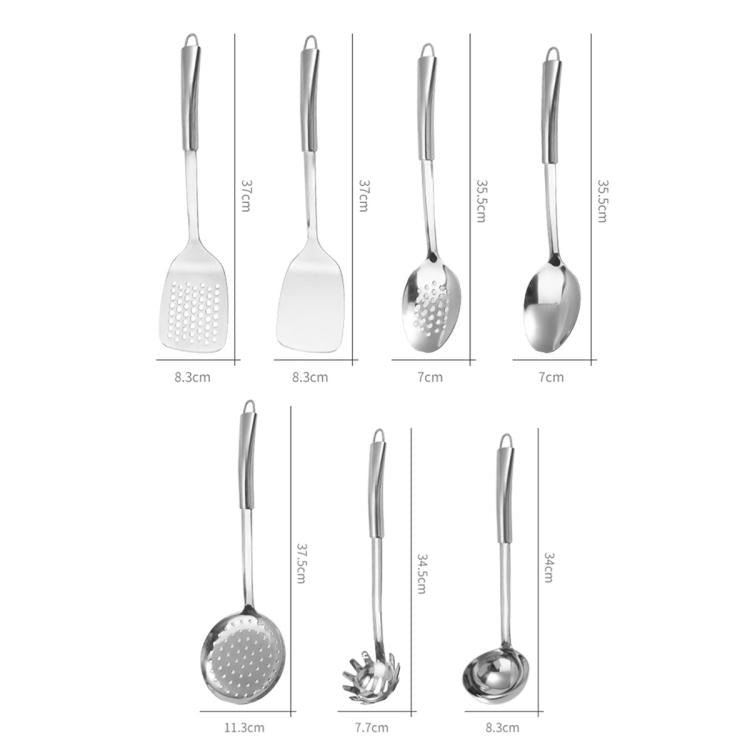 Utensili da cucina LsCook in acciaio inossidabile 430 per impieghi gravosi, Soup Ladle, Solid Spoon, Slotted Spoon, Solid Spatula, Slotted Spatula, Skimmer, Pasta Server