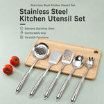 Utensili da cucina LsCook in acciaio inossidabile 430 per impieghi gravosi, Soup Ladle, Solid Spoon, Slotted Spoon, Solid Spatula, Slotted Spatula, Skimmer, Pasta Server