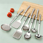 Utensili da cucina LsCook in acciaio inossidabile 430 per impieghi gravosi, Soup Ladle, Solid Spoon, Slotted Spoon, Solid Spatula, Slotted Spatula, Skimmer, Pasta Server