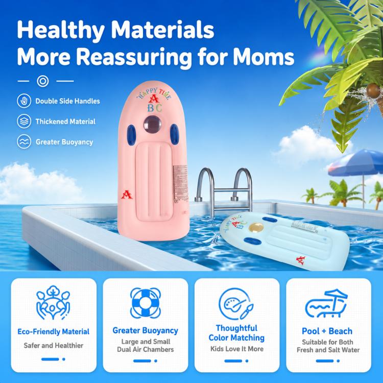Tavola da surf gonfiabile in PVC per bambini con doppie maniglie, ideale per attività all'aperto.