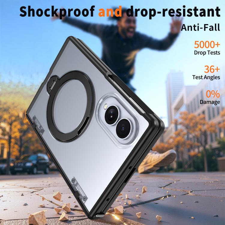 Custodia ShenYi R2 con anello metallico pieghevole magnetico a 360° per Galaxy Z