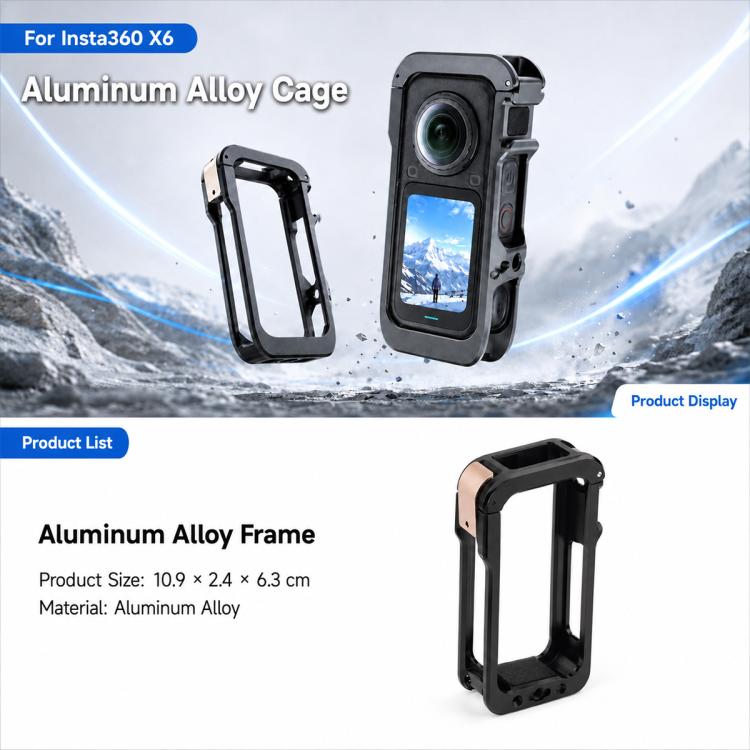 Telaio gabbia in lega di alluminio con copertura protettiva per Insta360 X6