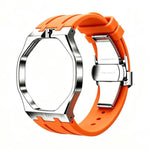 Cassa in metallo, chiusura a farfalla integrata, cinturino in silicone., For Swatch Royal Pop