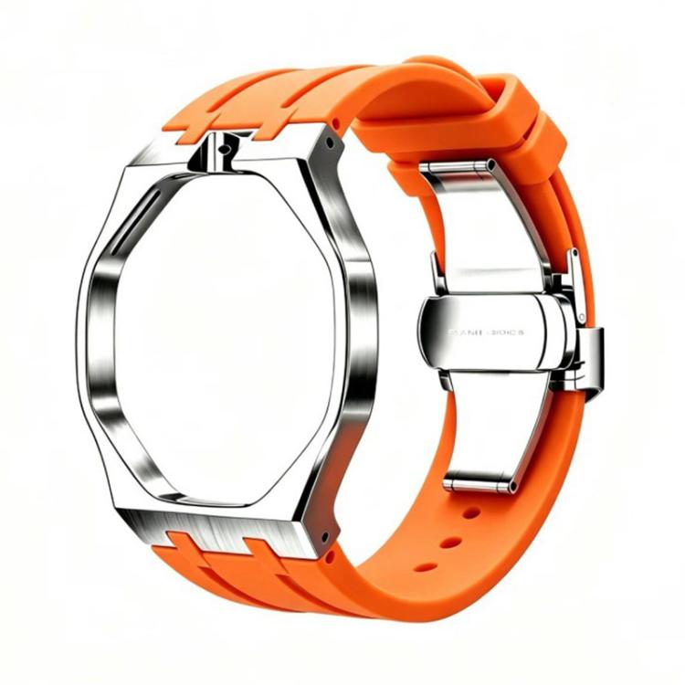 Cassa in metallo, chiusura a farfalla integrata, cinturino in silicone., For Swatch Royal Pop