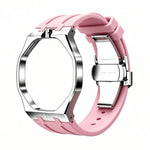 Cassa in metallo, chiusura a farfalla integrata, cinturino in silicone., For Swatch Royal Pop