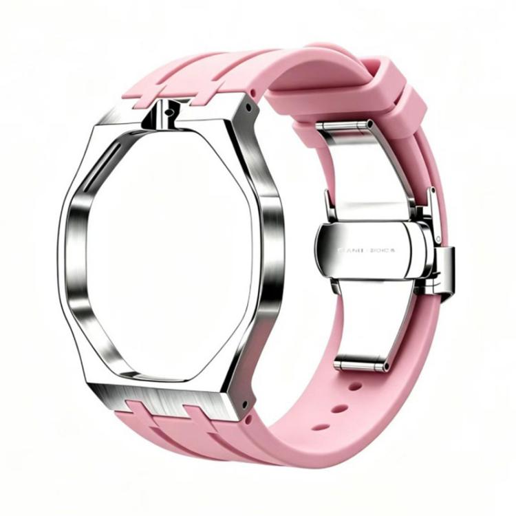 Cassa in metallo, chiusura a farfalla integrata, cinturino in silicone., For Swatch Royal Pop