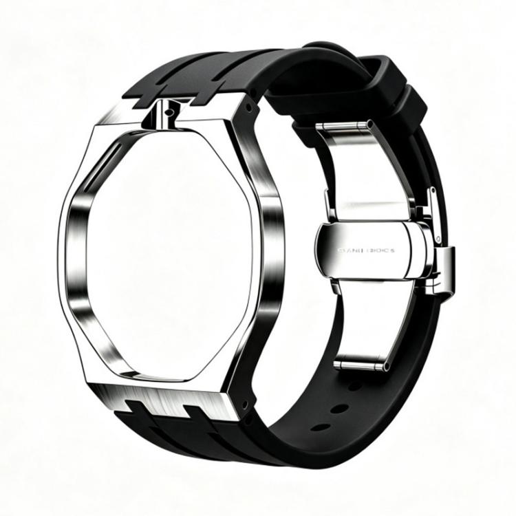 Cassa in metallo, chiusura a farfalla integrata, cinturino in silicone., For Swatch Royal Pop