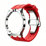 Cassa in metallo, chiusura a farfalla integrata, cinturino in silicone., For Swatch Royal Pop