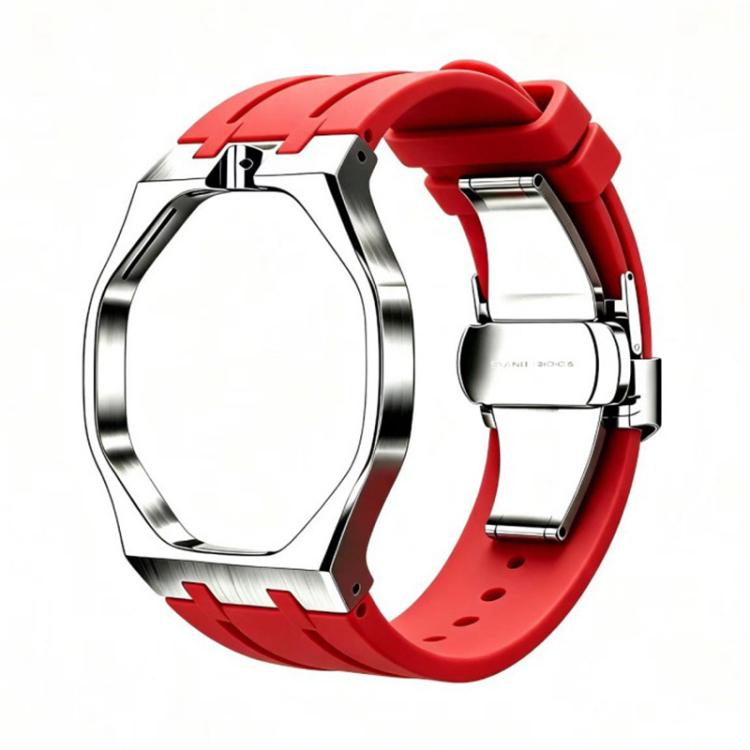 Cassa in metallo, chiusura a farfalla integrata, cinturino in silicone., For Swatch Royal Pop