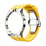Cassa in metallo, chiusura a farfalla integrata, cinturino in silicone., For Swatch Royal Pop