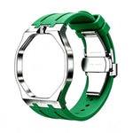 Cassa in metallo, chiusura a farfalla integrata, cinturino in silicone., For Swatch Royal Pop