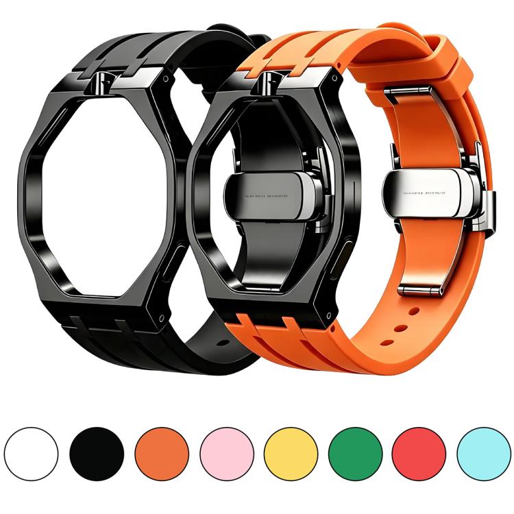 Cassa in metallo, chiusura a farfalla integrata, cinturino in silicone., For Swatch Royal Pop