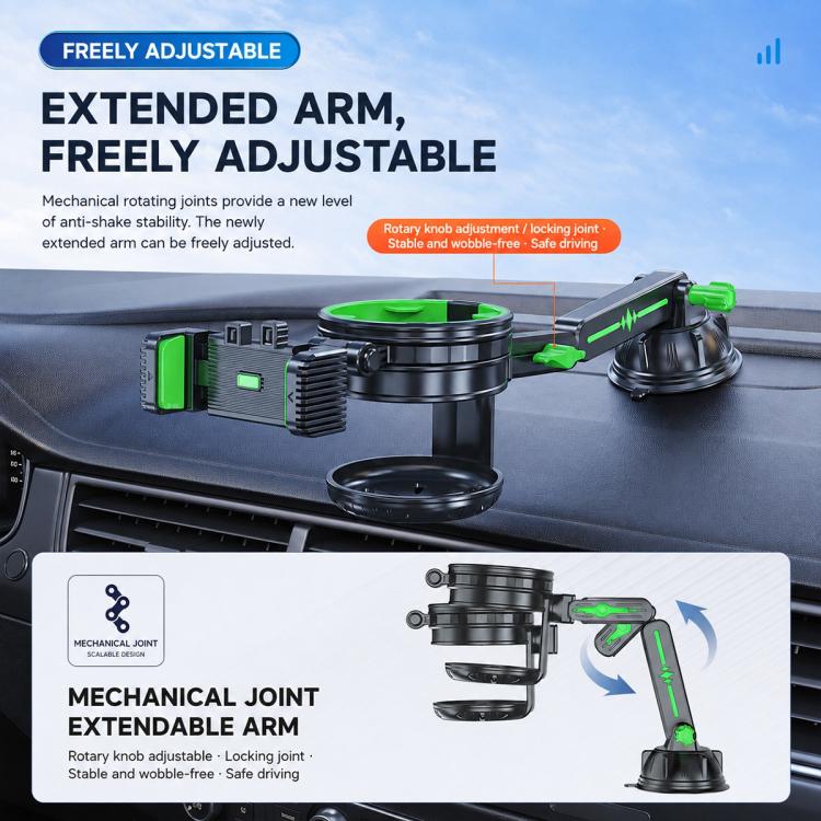Supporto per telefono e bicchiere d'acqua da cruscotto/parabrezza per auto con ventosa, Extension Rod, Short Rod