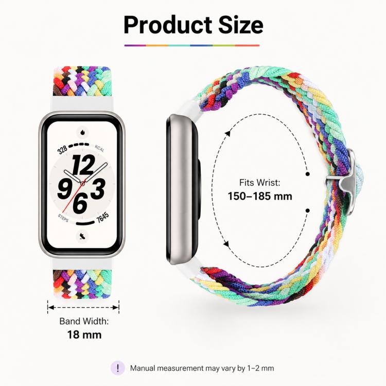 Cinturino per orologio in nylon intrecciato con chiusura scorrevole regolabile., For Honor Band 11 / Band 11 Pro