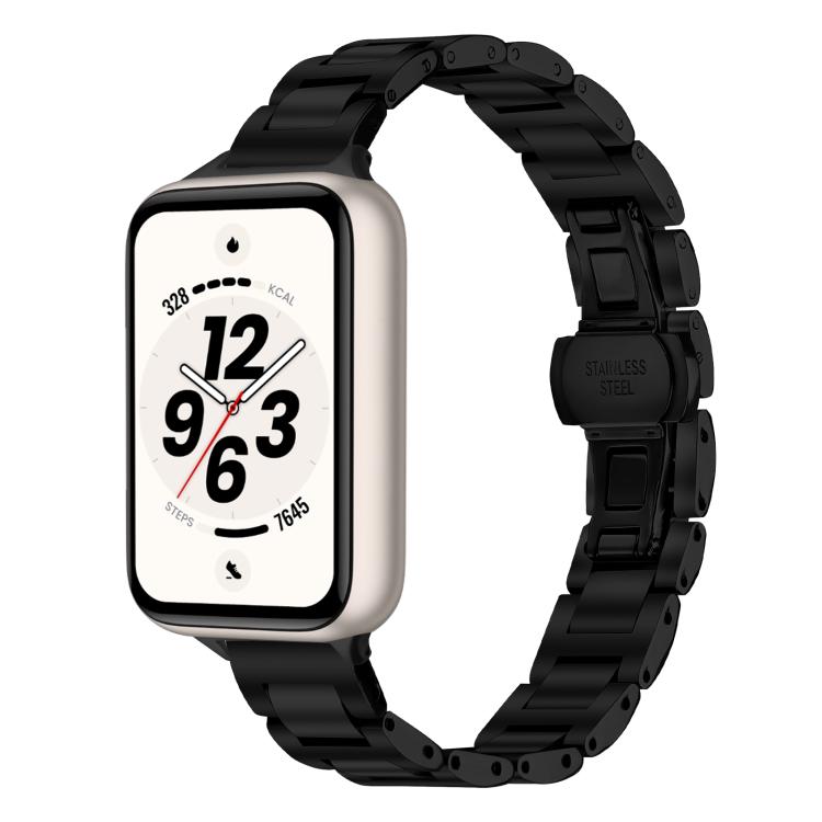 Cinturino per orologio sottile in acciaio inossidabile con fibbia a farfalla in metallo., For Honor Band 11 / Band 11 Pro
