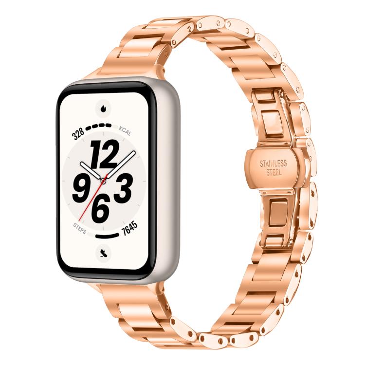 Cinturino per orologio sottile in acciaio inossidabile con fibbia a farfalla in metallo., For Honor Band 11 / Band 11 Pro
