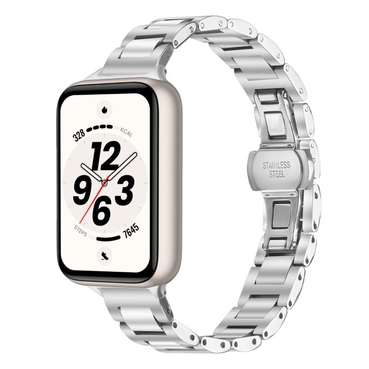 Cinturino per orologio sottile in acciaio inossidabile con fibbia a farfalla in metallo., For Honor Band 11 / Band 11 Pro