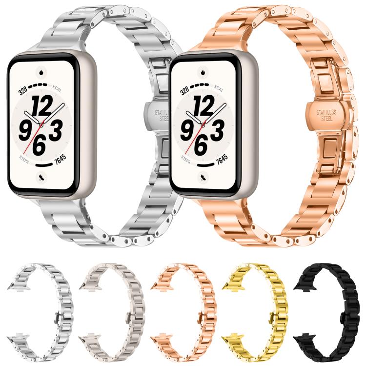 Cinturino per orologio sottile in acciaio inossidabile con fibbia a farfalla in metallo., For Honor Band 11 / Band 11 Pro