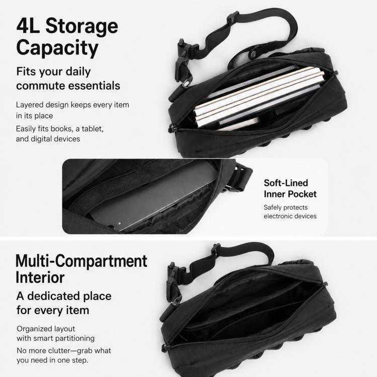 Borsa a tracolla da uomo OZUKO per attività all'aperto, ciclismo, abbigliamento urbano, tecnologia e pendolarismo.