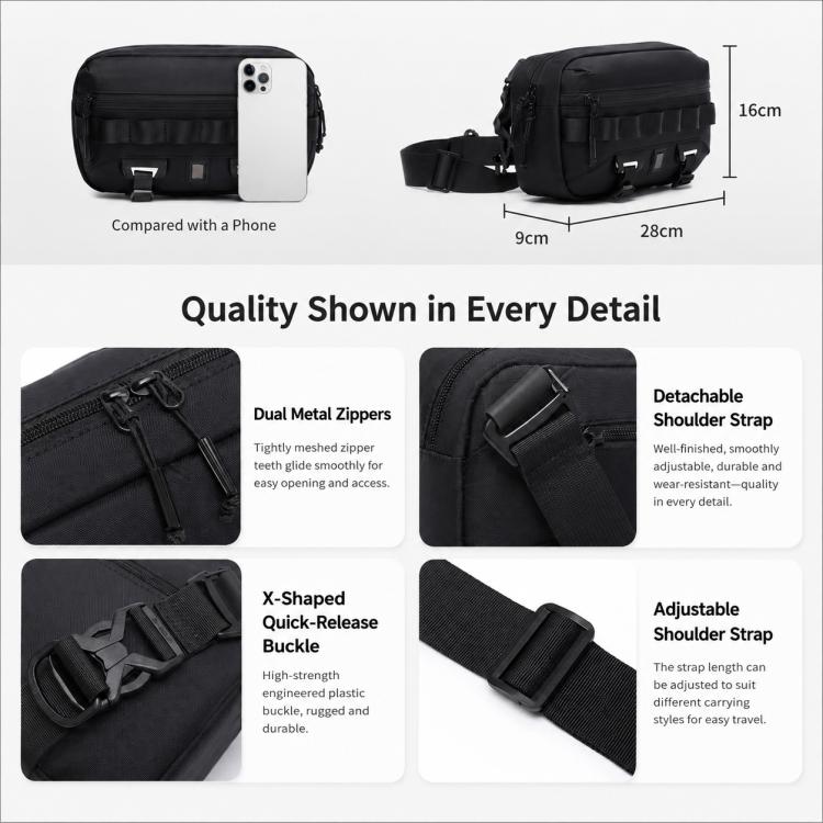 Borsa a tracolla da uomo OZUKO per attività all'aperto, ciclismo, abbigliamento urbano, tecnologia e pendolarismo.