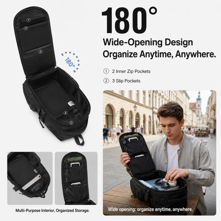 Borsa a tracolla/petto multifunzionale da uomo OZUKO da 17 litri, grande capacità, ideale per attività all'aperto e per il pendolarismo.