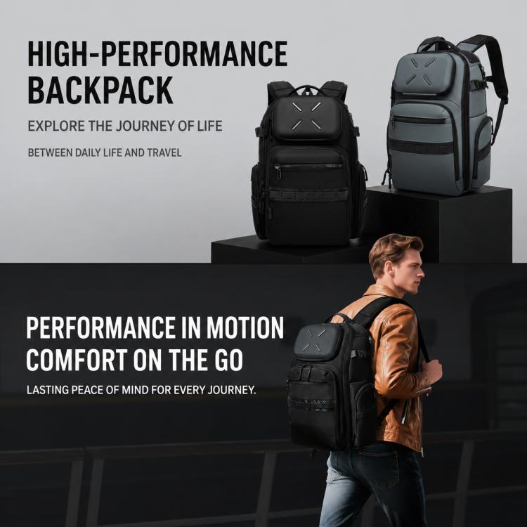 Zaino da uomo OZUKO di grande capacità, impermeabile, ideale per laptop, pendolarismo e scuola.