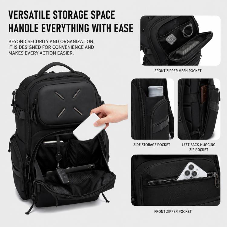 Zaino da uomo OZUKO di grande capacità, impermeabile, ideale per laptop, pendolarismo e scuola.