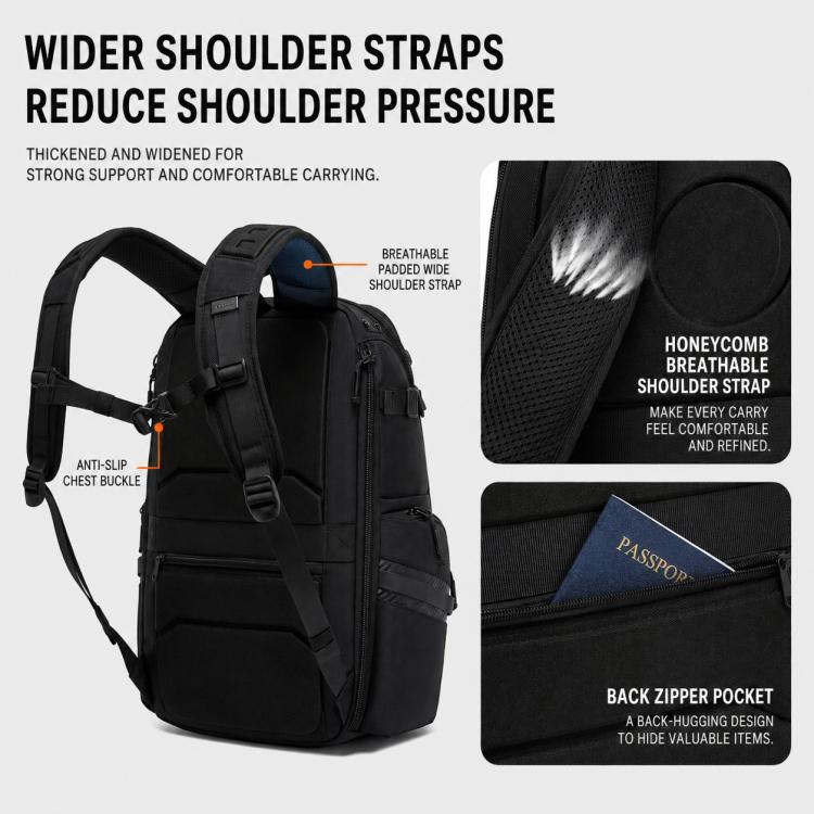 Zaino da uomo OZUKO di grande capacità, impermeabile, ideale per laptop, pendolarismo e scuola.