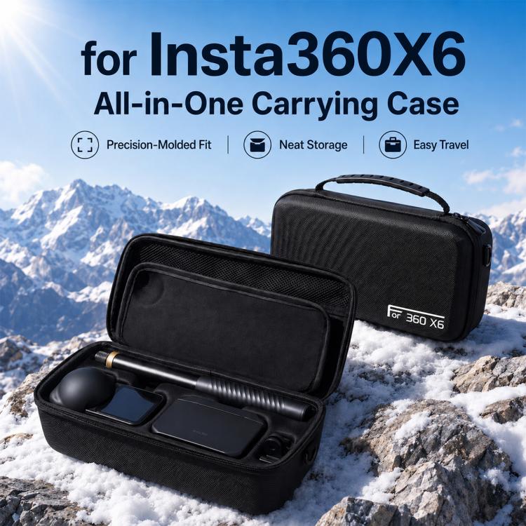 Borsa rigida in EVA per Insta360 X6 con scomparti organizzati