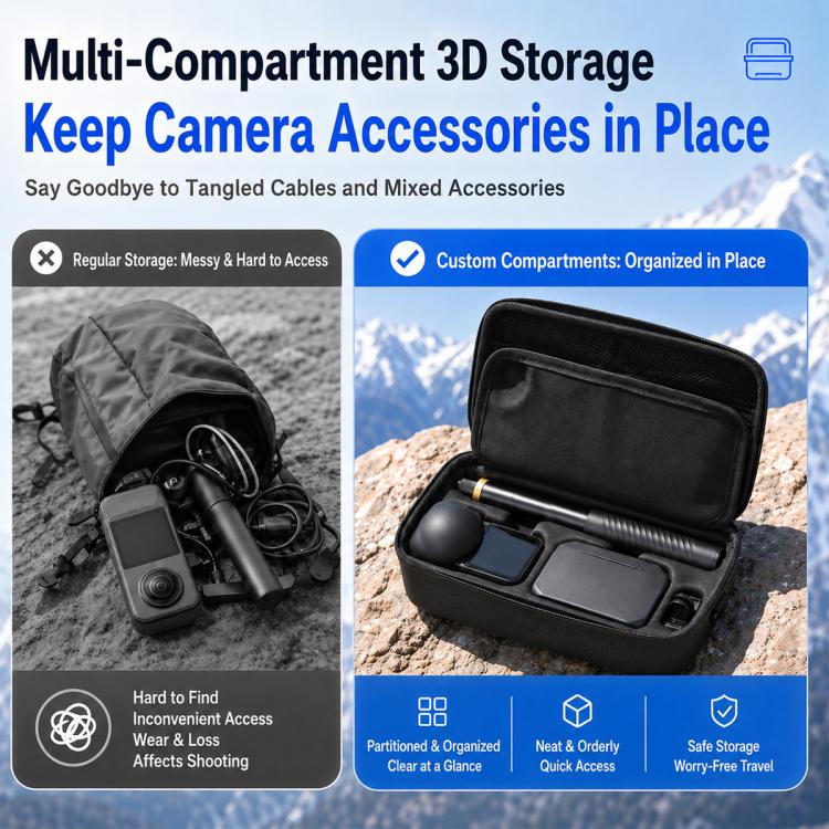 Borsa rigida in EVA per Insta360 X6 con scomparti organizzati