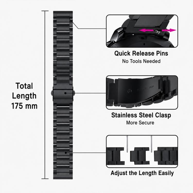 Cinturino per orologio xDfind Three Beads in acciaio inossidabile, For Garmin Venu X1