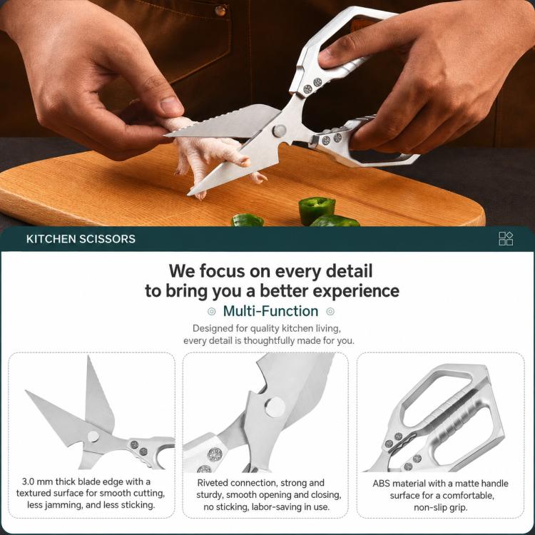 Forbici da cucina multifunzione per pollame LsCook in acciaio inossidabile 3Cr13, Kitchen Poultry Shears