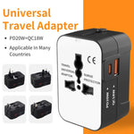 Adattatore da viaggio universale PD20W QC18W con presa di corrente multifunzione e caricatore integrato., PD20W+QC18W