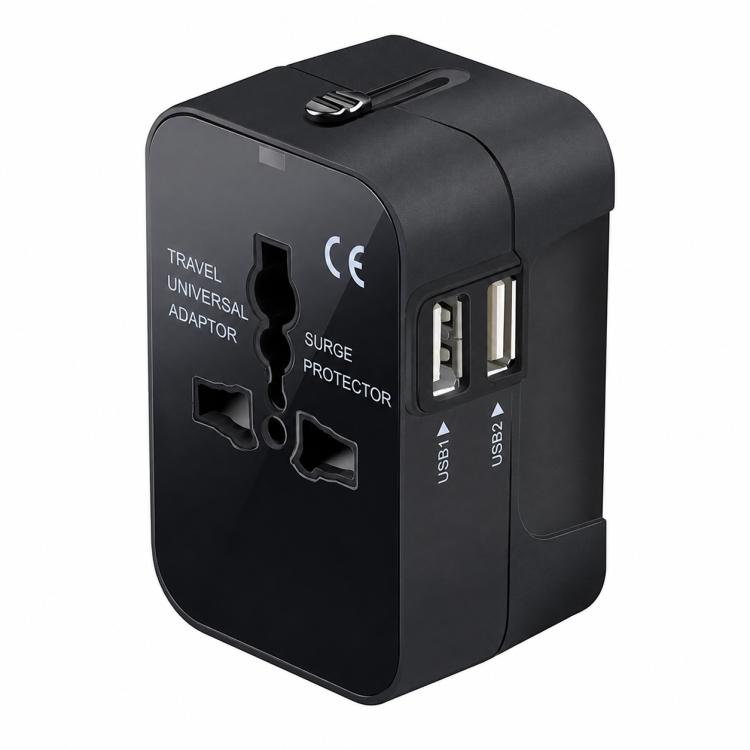 Adattatore da viaggio universale con presa di corrente multifunzione e caricatore, 2.1A Dual-Port USB, 2.4A USB+Type-C
