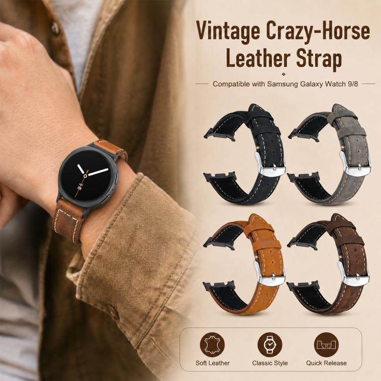 Cinturino per orologio xDfind Retro Crazy Horse Texture in pelle vegana, For Galaxy Watch9 / 8 / 8 Classic
