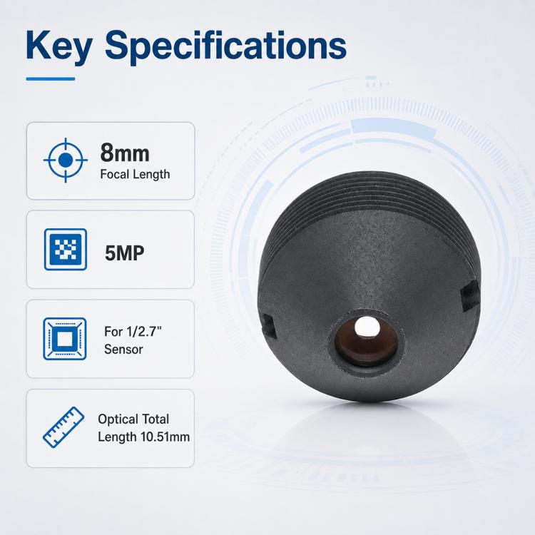 Lente appuntita 8mm compatibile con sensore 1/2,7" OV2710