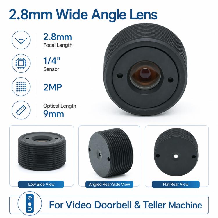 Lente cilindrica 2,8 mm per sensore 1/4" videocitofoni e sportelli automatici