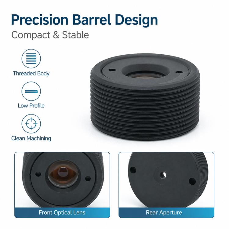 Lente cilindrica 2,8 mm per sensore 1/4" videocitofoni e sportelli automatici