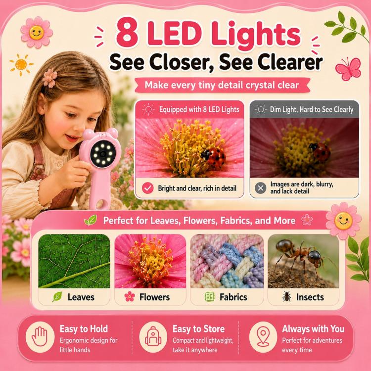 Microscopio digitale portatile 3 in 1 per bambini con lente d'ingrandimento