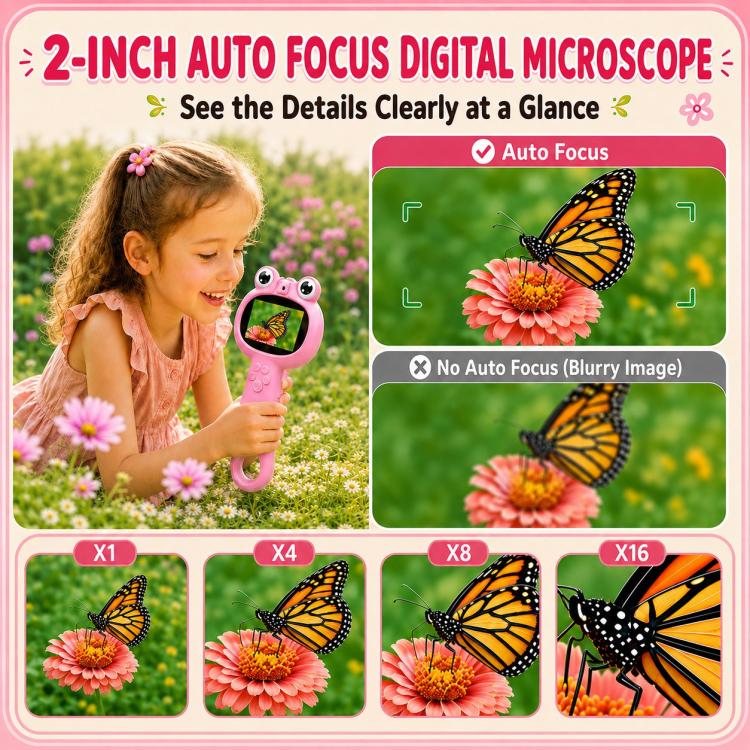 Microscopio digitale portatile 3 in 1 per bambini con lente d'ingrandimento